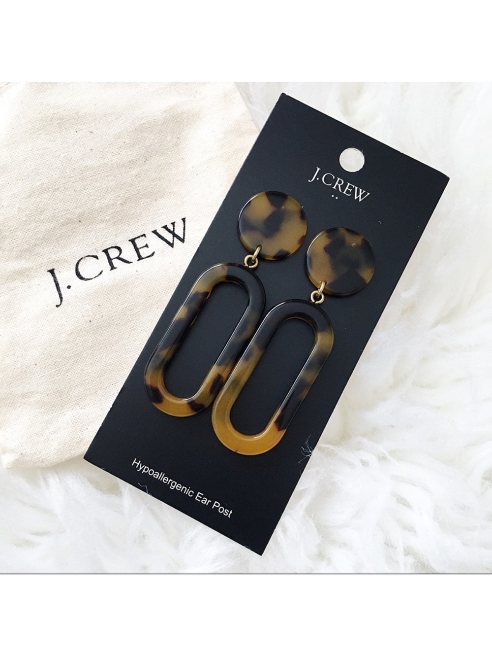 J. Crew Tortoise Drop Link Earrings in Brown and Black - Picture 2 of 3